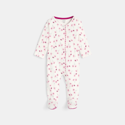 Dors-bien maille fleurs rose bébé fille