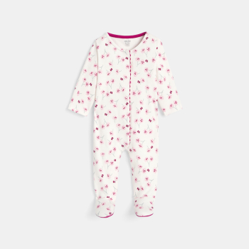 Dors-bien maille fleurs rose bébé fille