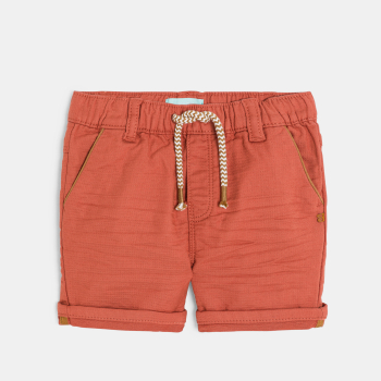Short coton taille élastique rouge bébé garçon