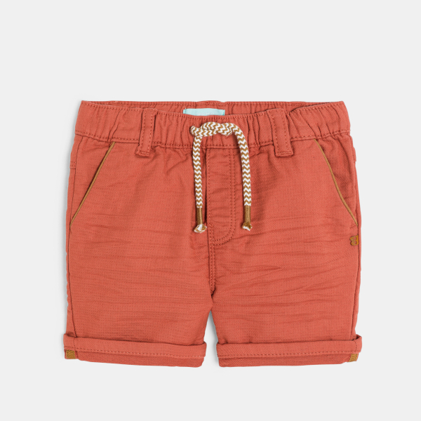 Short coton taille élastique rouge bébé garçon