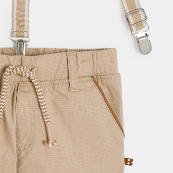 Pantalon à bretelles beige bébé garçon