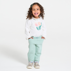 Pantalon souple fantaisie vert bébé fille