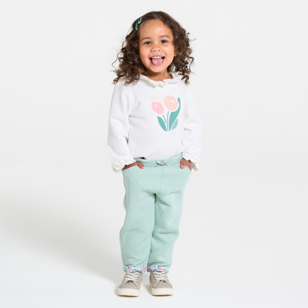 Pantalon souple fantaisie vert bébé fille