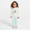 Sweat molleton col volanté motif fleur blanc bébé fille