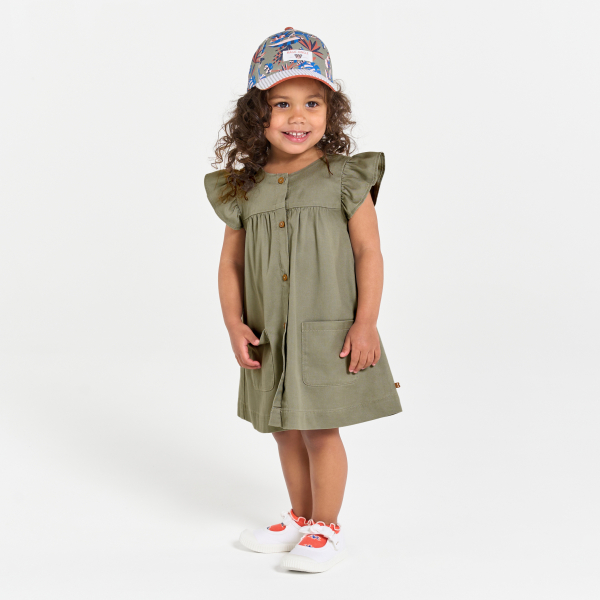 Robe fluide tencel vert kaki bébé fille
