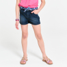 Short ceinturé en jean extensible bleu Fille
