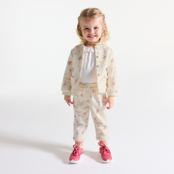 Teddy imprimé fleuri en molleton beige bébé fille