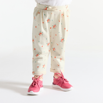 Pantalon molleton fleuri blanc bébé fille