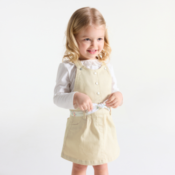 Robe salopette popeline de coton blanc bébé fille