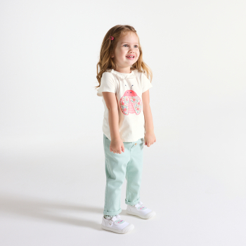 T-shirt col volanté insecte blanc bébé fille