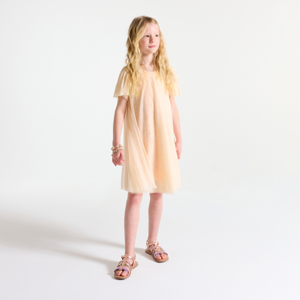 Robe de fête à paillettes nude Fille