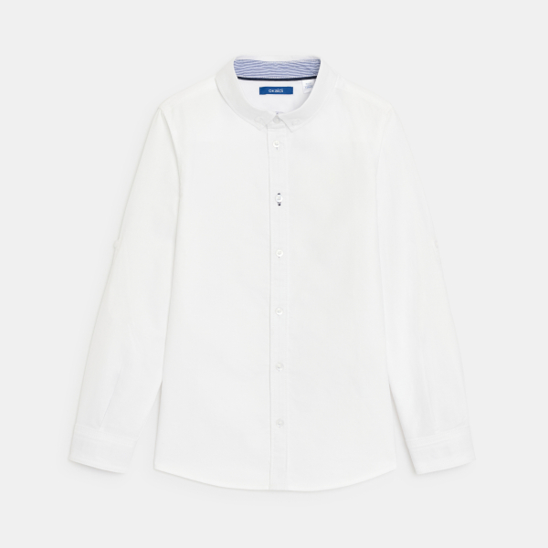 Chemise Oxford à col américain blanche garçon