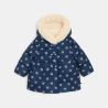 Manteau déperlant matelassé fleuri bleu bébé fille