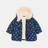 Manteau déperlant matelassé fleuri bleu bébé fille