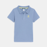 Polo gaufré manches courtes bleu Garçon