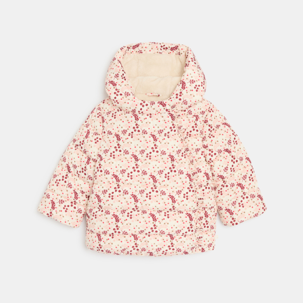 Doudoune doublée déperlante fleurie rose bébé fille