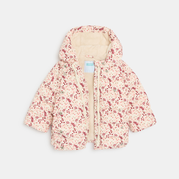 Doudoune doublée déperlante fleurie rose bébé fille