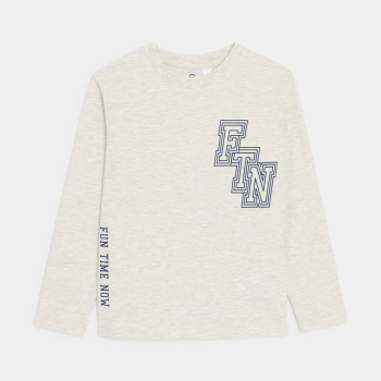 T-shirt manches longues à message gris Garçon