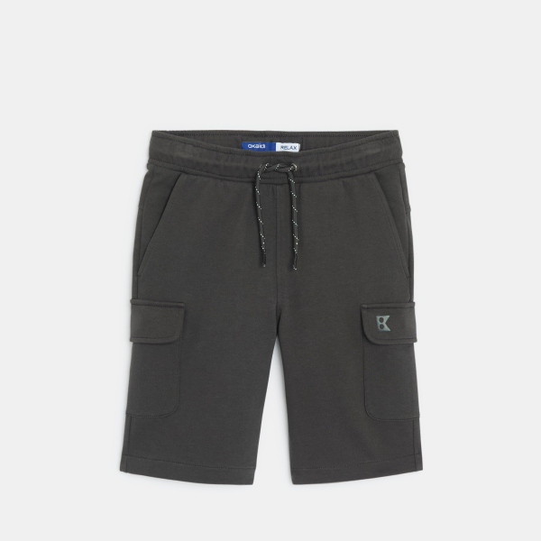 Bermuda cargo en molleton gris garçon