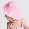 Chapeau de soleil réversible rayé rose bébé fille