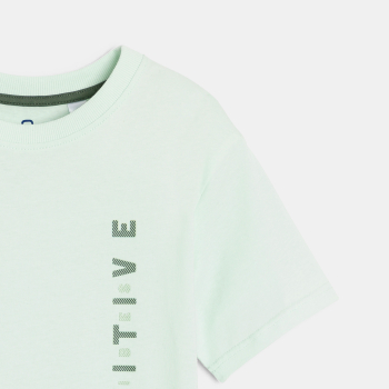T-shirt manches courtes à message vert d'eau Garçon