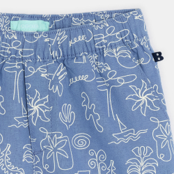 Bermuda lin et coton bleu...