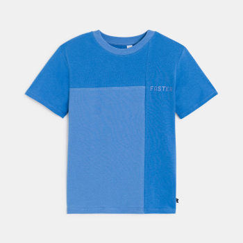 T-shirt manches courtes colorblock bleu Garçon