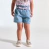 Short cargo denim léger à ceinture fleurie bleu bébé fille