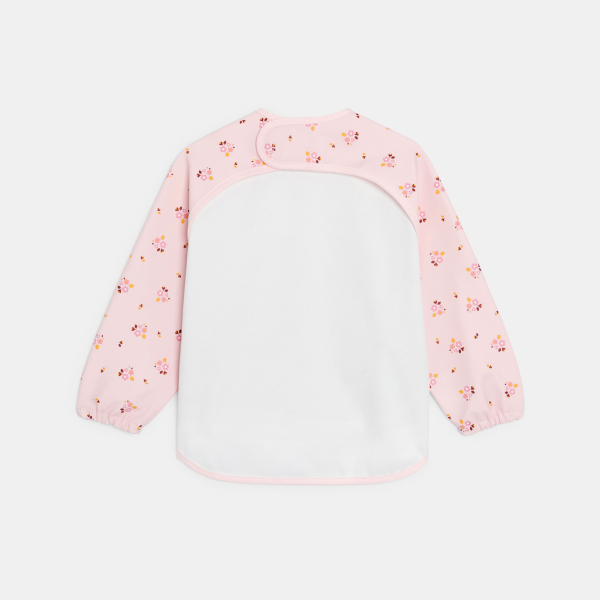 Tablier d'activités imprimé fleurs rose bébé fille