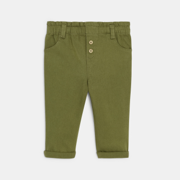 Pantalon taille haute vert bébé fille