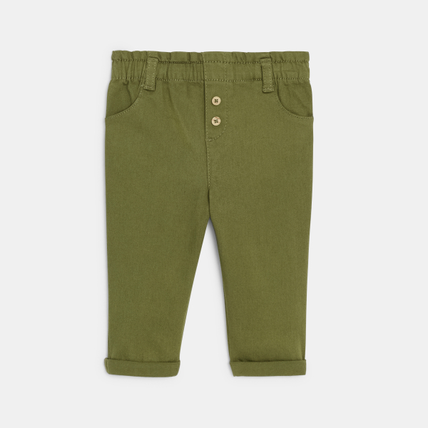Pantalon taille haute vert bébé fille