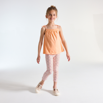 Leggings courts imprimés orange Fille