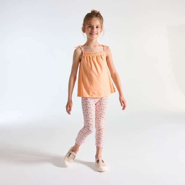Leggings courts imprimés orange Fille