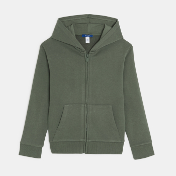 Sweat zippé à capuche vert