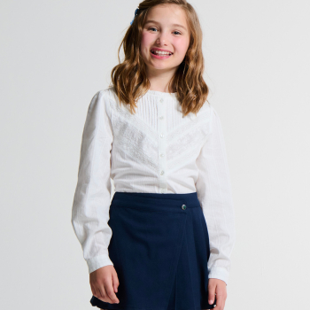 Blouse romantique brodée blanc Fille
