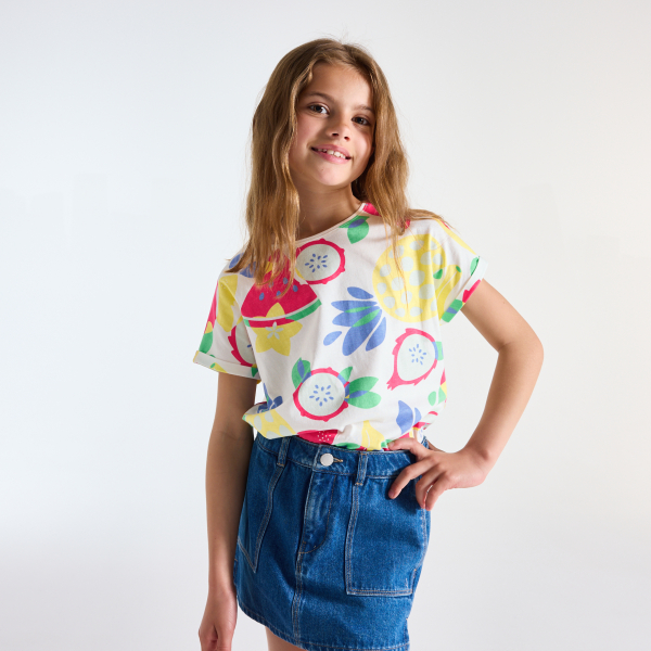 T-shirt imprimé multicolore Fille