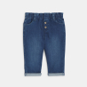 Pantalon taille haute bleu bébé fille