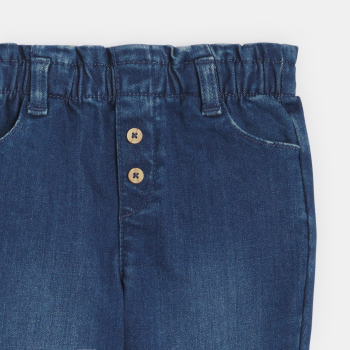Pantalon taille haute bleu bébé fille