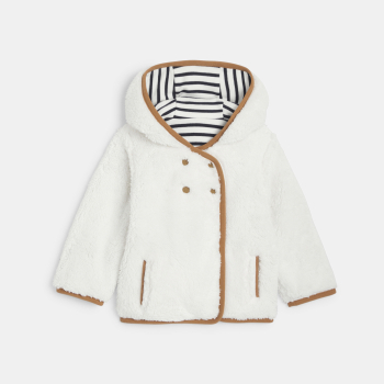 Manteau réversible moumoute rayé bleu bébé garçon