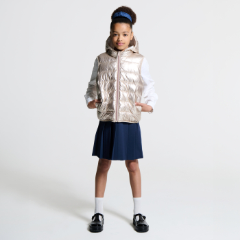 Doudoune à capuche irisée dorée Fille