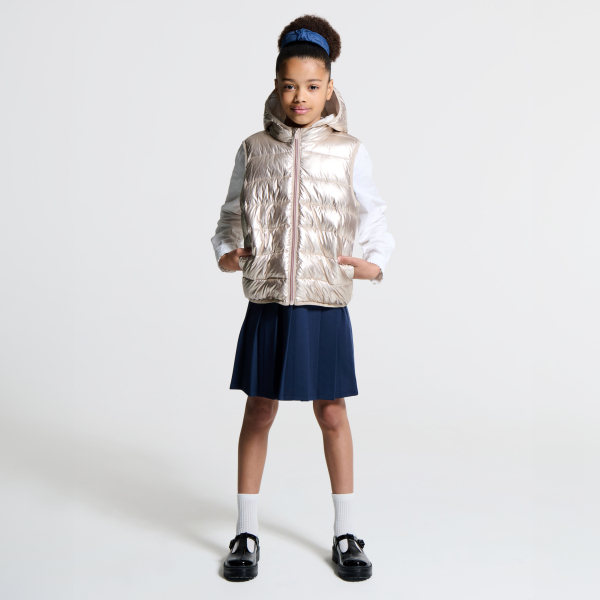 Doudoune à capuche irisée dorée Fille