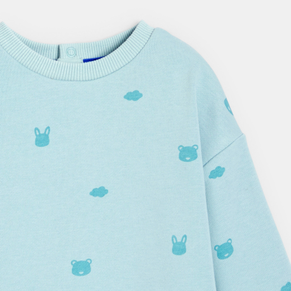 Sweat en maille animaux bleu bébé garçon