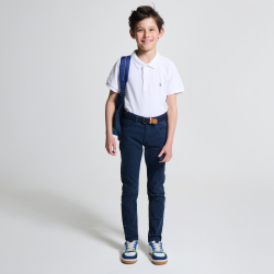 Pantalon slim en toile unie bleu garçon