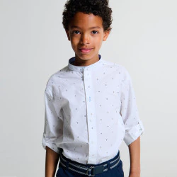 Chemise à petits motifs imprimés blanc Garçon
