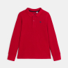 Polo à manches longues en jersey piqué rouge Garçon