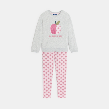 Pyjama à message en molleton 2 pièces gris Fille