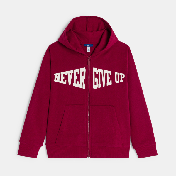 Sweat-shirt à capuche à message rouge Garçon