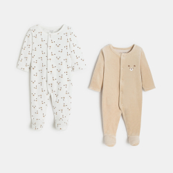 Dors-bien velours ourson marron bébé garçon (lot de 2)