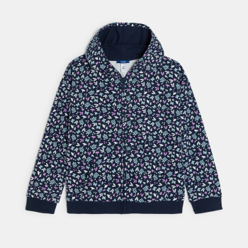 Sweat-shirt à capuche imprimé bleu Fille