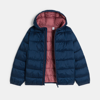 Doudoune à capuche uni bleu marine Fille
